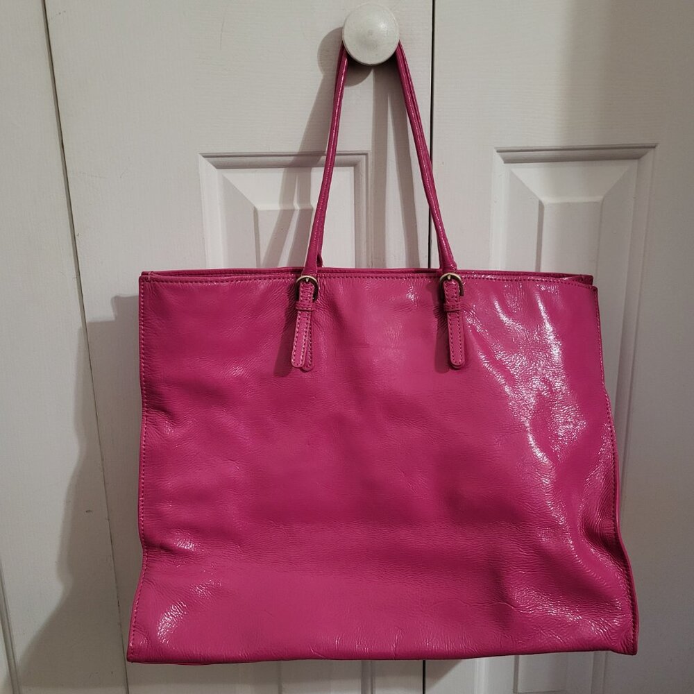 Talbots Fuchsia Pink Leather Tote Bag